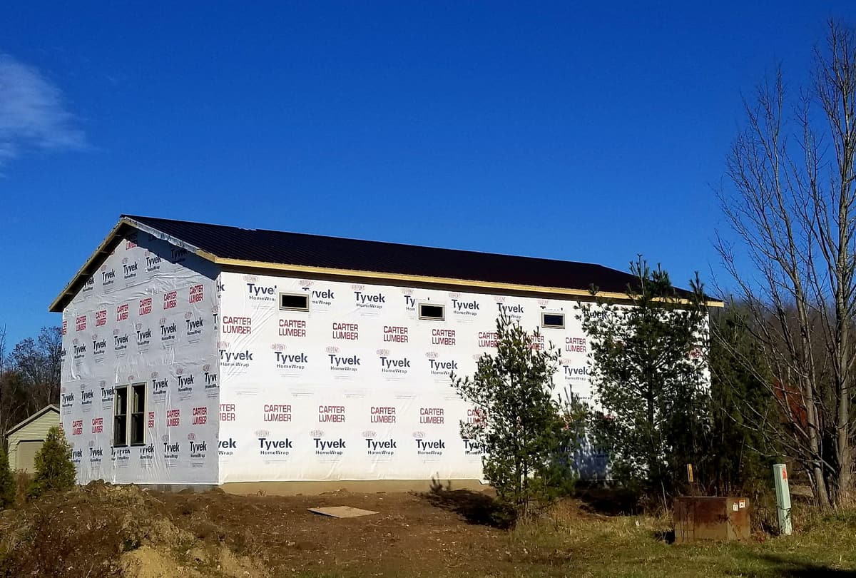 New home framed and weathered-in by Gene Laughner Construction in Erie, PA