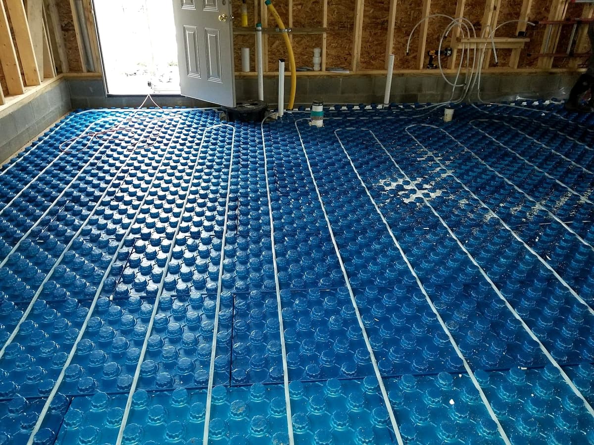 Radiant heated floor installation by Gene Laughner Construction in Erie, PA