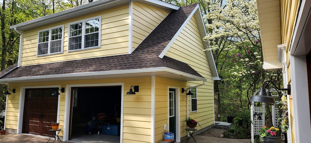 Two-story garage addition by Gene Laughner Construction in Erie, PA