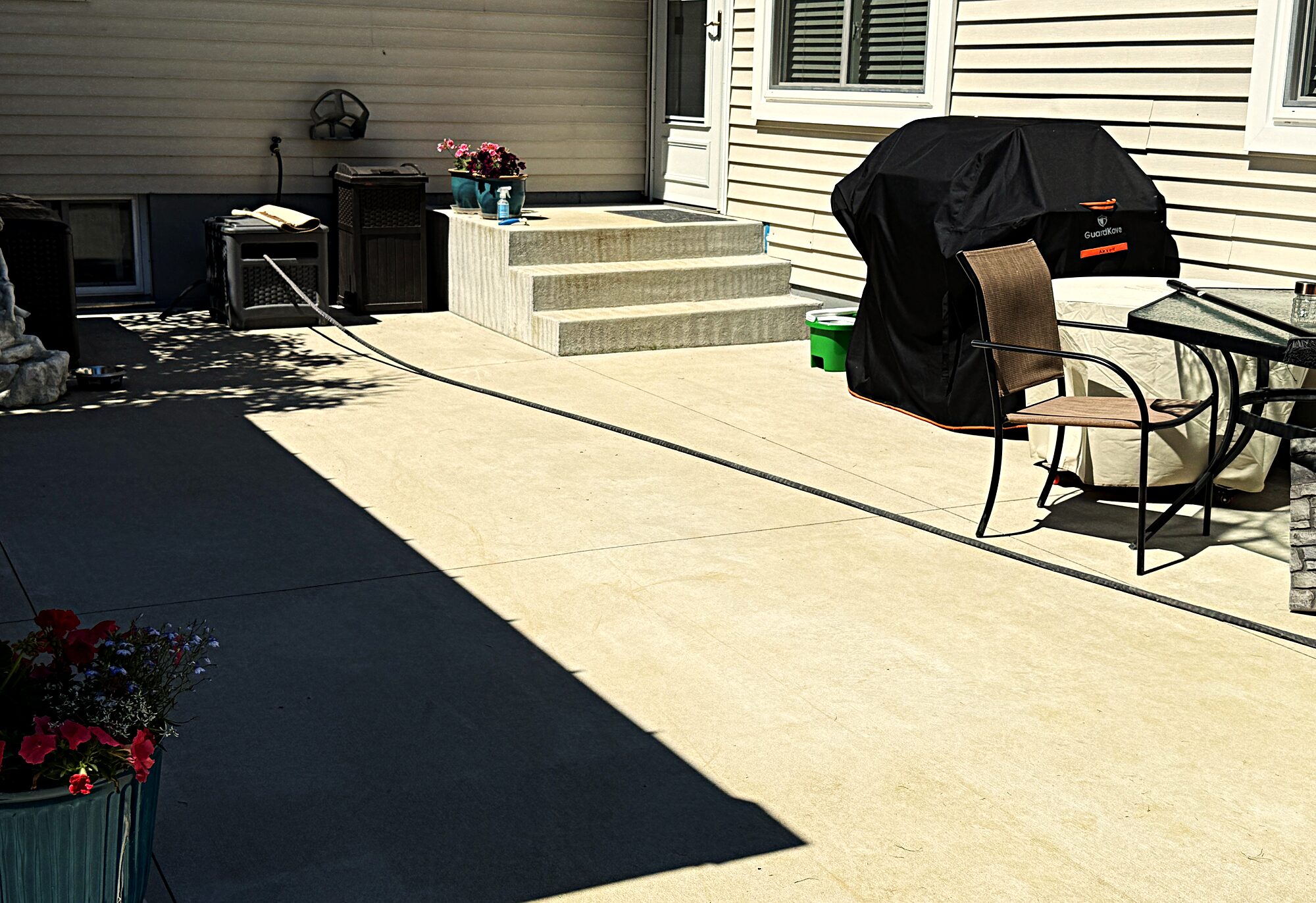 Poured concrete patio and steps